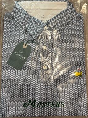 Masters Men’s Blue umbrella patternPolo with Yellow Logo - New with tags